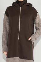 Tesettür giyim KAHVE FERMUARLI KOLLARI ÖRGÜ SPOR TUNİK 7729