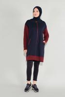 Tesettür giyim LACİVERT FERMUARLI KOLLARI ÖRGÜ SPOR TUNİK 7729