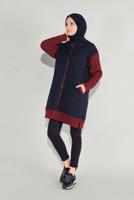 Tesettür giyim LACİVERT FERMUARLI KOLLARI ÖRGÜ SPOR TUNİK 7729