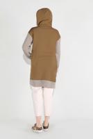 Tesettür giyim TABA FERMUARLI KOLLARI ÖRGÜ SPOR TUNİK 7729