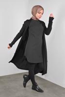 Tesettür giyim SİYAH DAMLA KOL TRİKO HIRKA 7842 