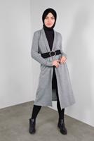 Tesettür giyim GRİ DAMLA KOL TRİKO HIRKA 7842 