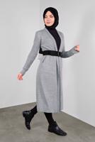 Tesettür giyim GRİ DAMLA KOL TRİKO HIRKA 7842 