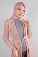 Tesettür giyim PUDRA DAMLA KOL TRİKO HIRKA 7842 