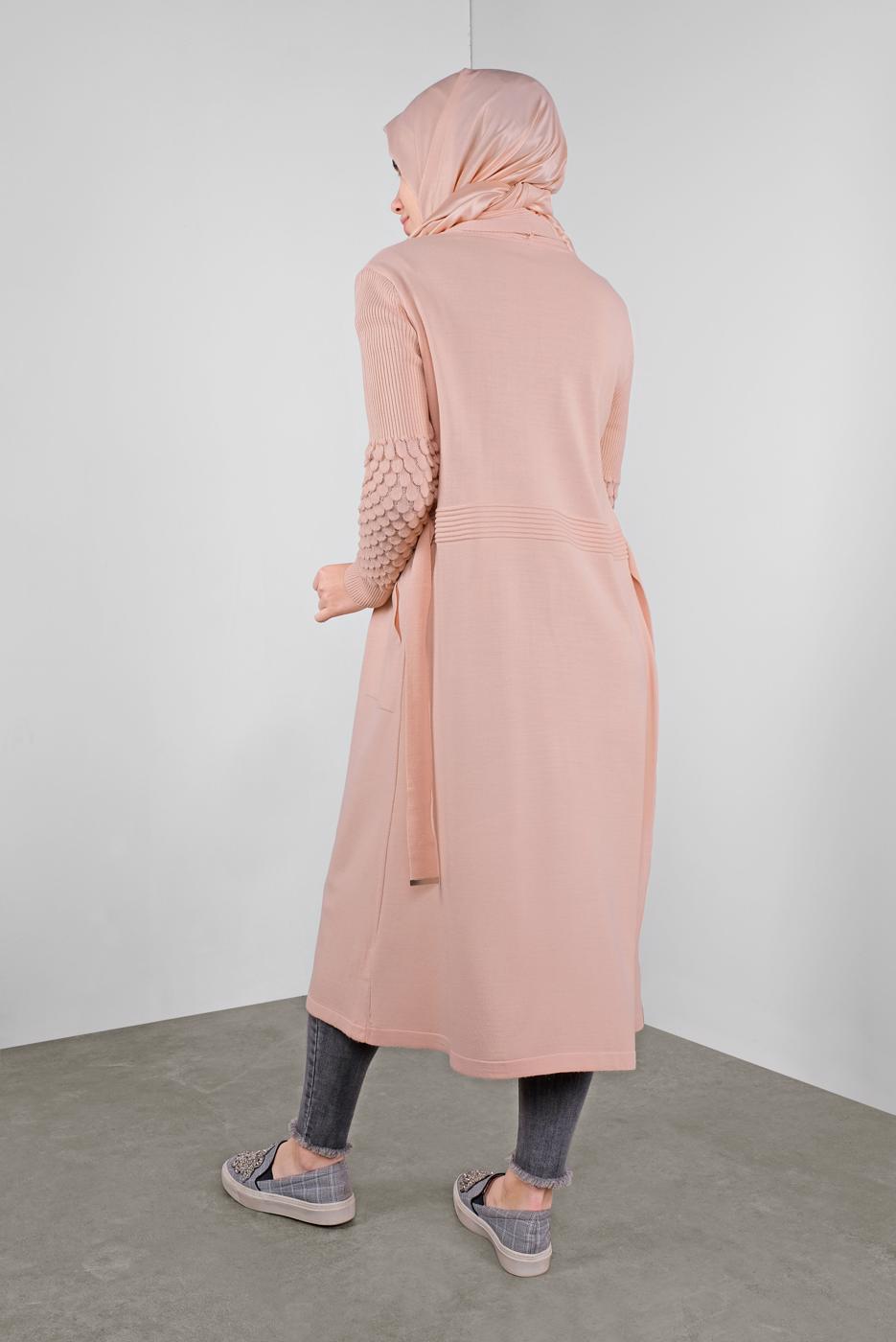 Tesettür giyim PUDRA DAMLA KOL TRİKO HIRKA 7842 