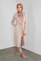 Tesettür giyim BEJ DAMLA KOL TRİKO HIRKA 7842 