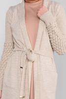 Tesettür giyim BEJ DAMLA KOL TRİKO HIRKA 7842 