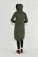 Tesettür giyim HAKİ KAPÜŞONLU BOYDAN DÜĞMELİ CEKET 8909