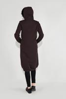 Tesettür giyim KAHVE KAPÜŞONLU BOYDAN DÜĞMELİ CEKET 8909