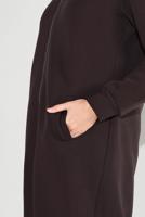 Tesettür giyim KAHVE KAPÜŞONLU BOYDAN DÜĞMELİ CEKET 8909