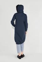 Tesettür giyim LACİVERT KAPÜŞONLU BOYDAN DÜĞMELİ CEKET 8909