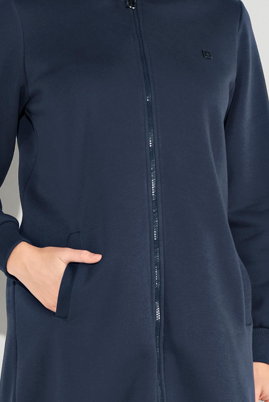 Tesettür giyim LACİVERT KAPÜŞONLU BOYDAN DÜĞMELİ CEKET 8909