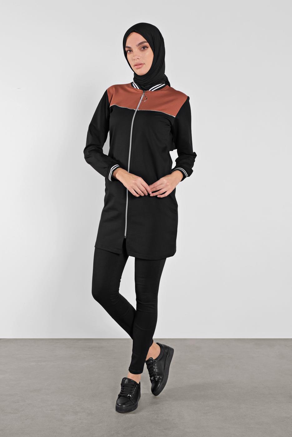 Hijab clothing BLACK ZIPPED SPORT JACKET 9202