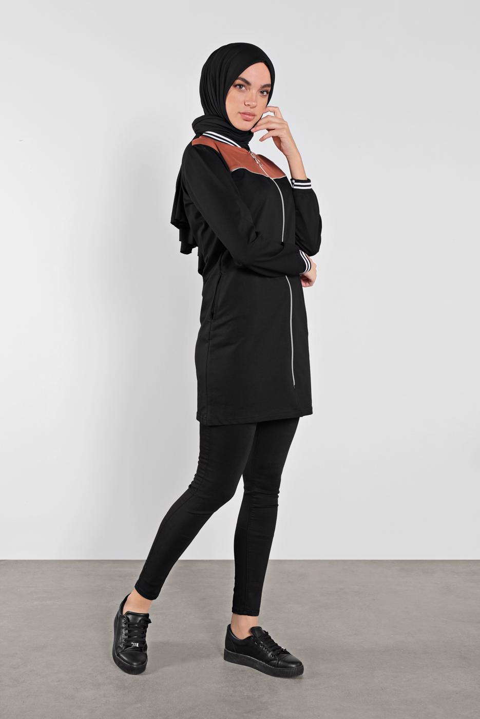 Hijab clothing BLACK ZIPPED SPORT JACKET 9202