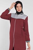 Hijab clothing CLARET RED ZIPPED SPORT JACKET 9202