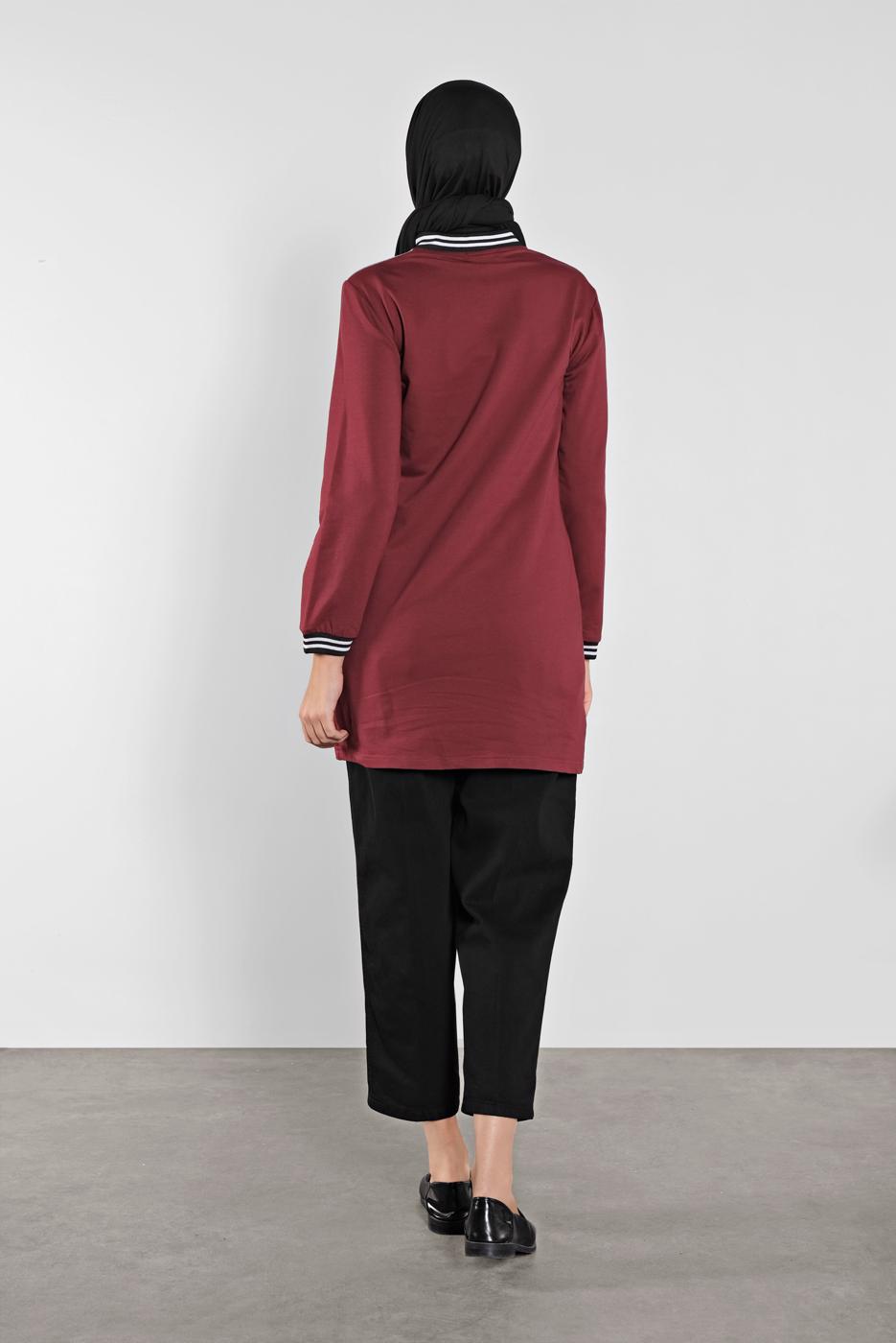 Hijab clothing CLARET RED ZIPPED SPORT JACKET 9202