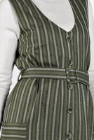 Tesettür giyim HAKİ ALVİNA CEPLİ KEMERLİ ELBİSE 40127 