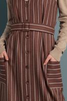 Tesettür giyim KAHVE ALVİNA CEPLİ KEMERLİ ELBİSE 40127 