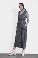 Tesettür giyim LACİVERT ALVİNA CEPLİ KEMERLİ ELBİSE 40127 