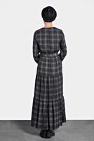 Tesettür giyim SİYAH ALVİNA KEMERLİ EKOSE ELBİSE 40179