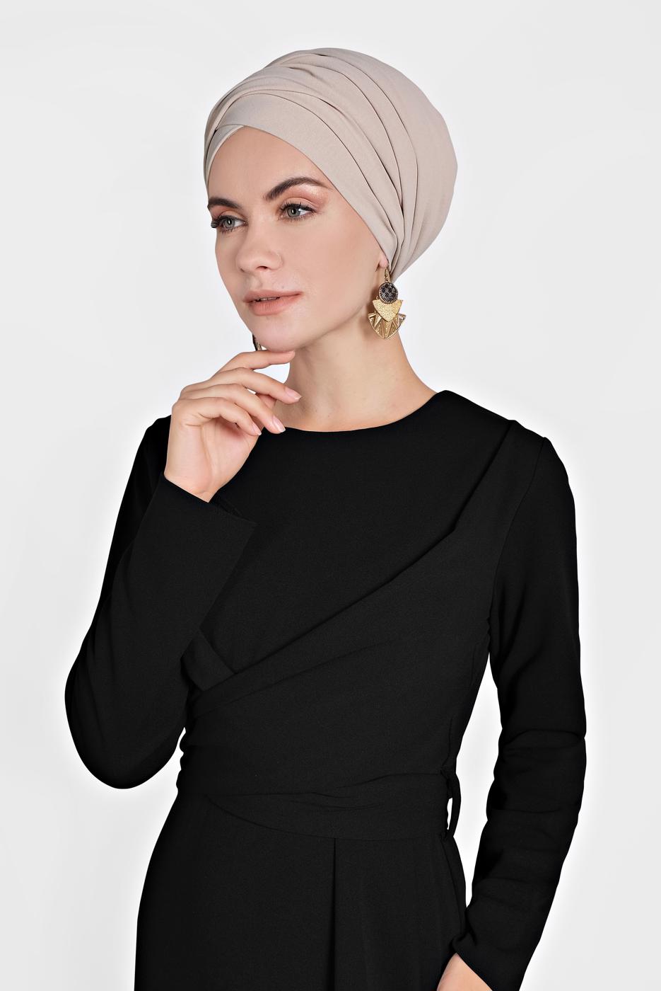 Tesettür giyim SİYAH ALVİNA ÇAPRAZ ELBİSE 40199