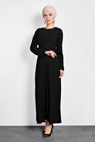 Tesettür giyim SİYAH ALVİNA ÇAPRAZ ELBİSE 40199