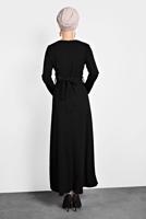 Tesettür giyim SİYAH ALVİNA ÇAPRAZ ELBİSE 40199