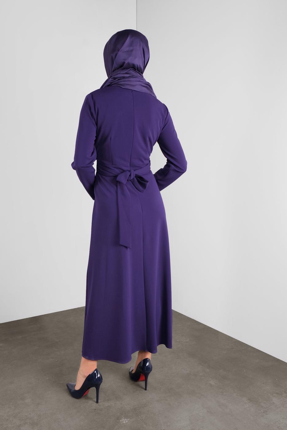 Tesettür giyim MOR ALVİNA ÇAPRAZ ELBİSE 40199