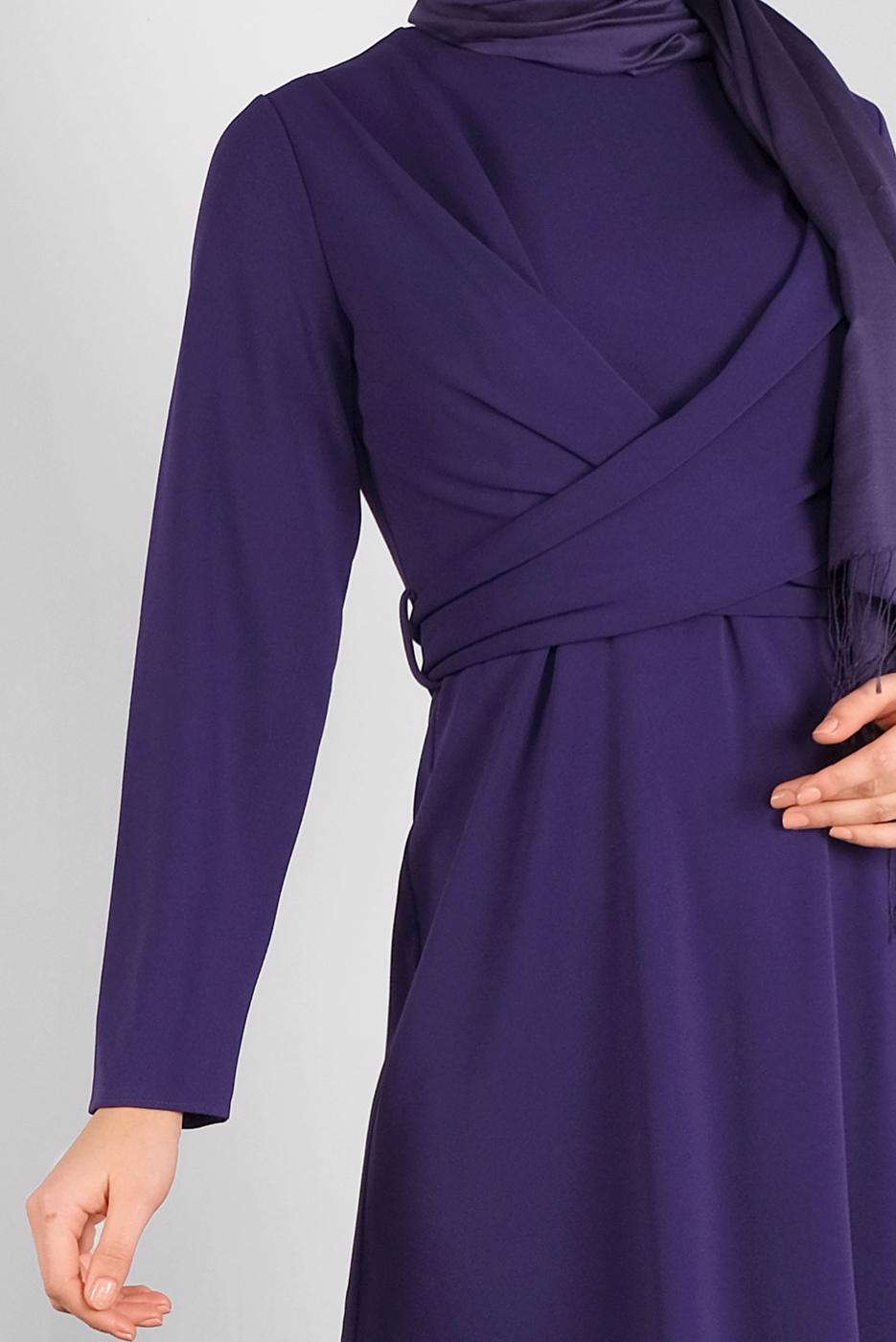 Tesettür giyim MOR ALVİNA ÇAPRAZ ELBİSE 40199