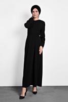 Tesettür giyim SİYAH ALVİNA ÇAPRAZ ELBİSE 40213 