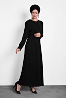 Tesettür giyim SİYAH ALVİNA ÇAPRAZ ELBİSE 40213 