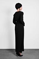 Tesettür giyim SİYAH ALVİNA ÇAPRAZ ELBİSE 40213 