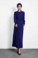 Tesettür giyim LACİVERT ALVİNA ÇAPRAZ ELBİSE 40213 