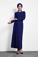 Tesettür giyim LACİVERT ALVİNA ÇAPRAZ ELBİSE 40213 