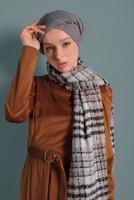 Tesettür giyim TABA ALVİNA KEMERLİ KADİFE ELBİSE 40350 