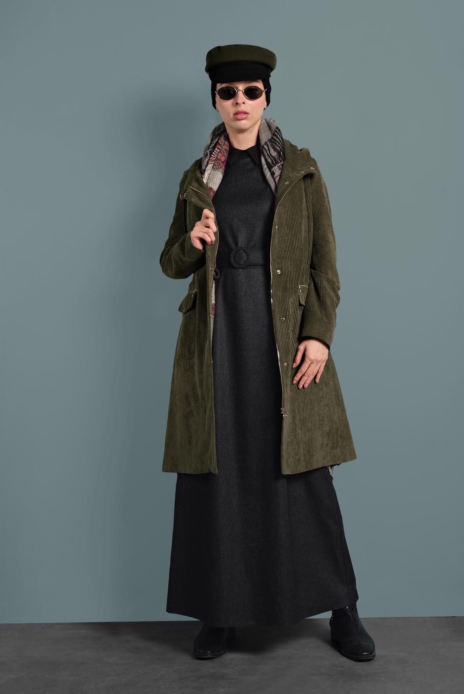 Tesettür giyim SİYAH KEMERLİ ELBİSE 40382	