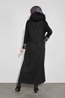 Tesettür giyim SİYAH ALVİNA KÜRK DETAYLI ELBİSE 40412	