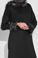 Tesettür giyim SİYAH ALVİNA KÜRK DETAYLI ELBİSE 40412	