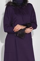 Tesettür giyim MOR ALVİNA KÜRK DETAYLI ELBİSE 40412	