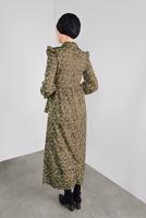 Hijab clothing BEIGE ELASTIC-WAIST PATTERNED DRESS 93001