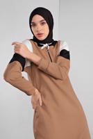 Tesettür giyim PEMBE KAPÜŞONLU EŞOFMAN ELBİSE 0407 