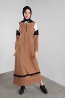 Tesettür giyim PEMBE KAPÜŞONLU EŞOFMAN ELBİSE 0407 