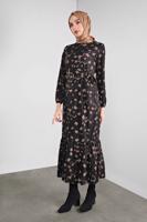 Tesettür giyim SİYAH ÇİÇEK DESENLİ ELBİSE 1446 