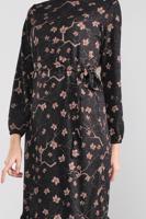 Tesettür giyim SİYAH ÇİÇEK DESENLİ ELBİSE 1446 