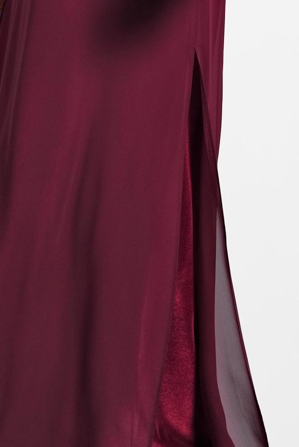Vêtements hijab ROUGE BORDEAUX ROBE EN MOUSSELINE GUIPURE T 20021 - TRENDTESETTÜR