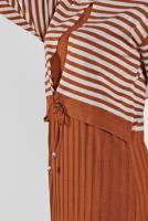 Tesettür giyim TABA ÇİZGİLİ ELBİSE 4202 