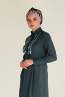 Tesettür giyim LACİVERT ALVİNA PAMUKLU NAKIŞLI ELBİSE 4647