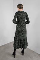 Tesettür giyim SİYAH DESENLİ KUŞAKLI ELBİSE 5746 