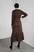 Tesettür giyim SİYAH DESENLİ KUŞAKLI ELBİSE 5746 