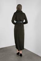 Tesettür giyim YEŞİL BOĞAZLI YAKA DESENLİ ELBİSE  7746 